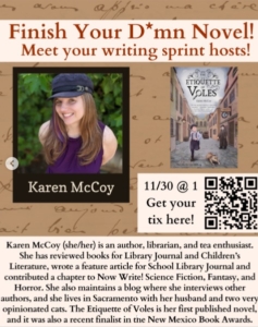 Image and QR code for Nov 30 event at A Seat at the Table Books in Elk Grove